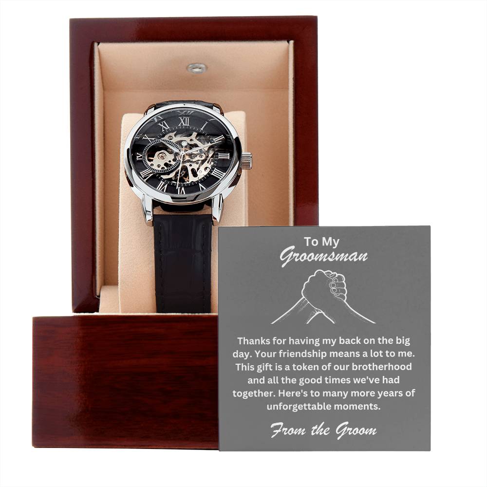 Groomsman- Token of our brotherhood-Men's Openwork Watch