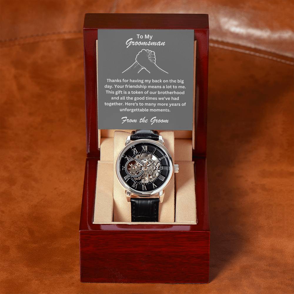 Groomsman- Token of our brotherhood-Men's Openwork Watch