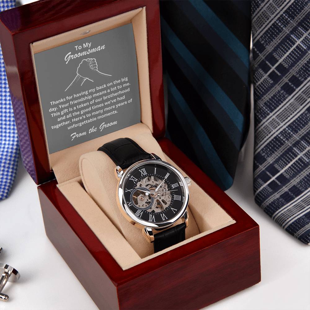 Groomsman- Token of our brotherhood-Men's Openwork Watch