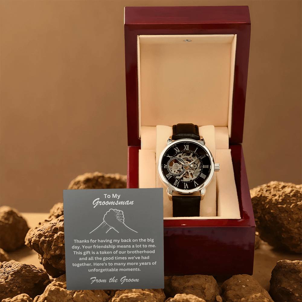 Groomsman- Token of our brotherhood-Men's Openwork Watch