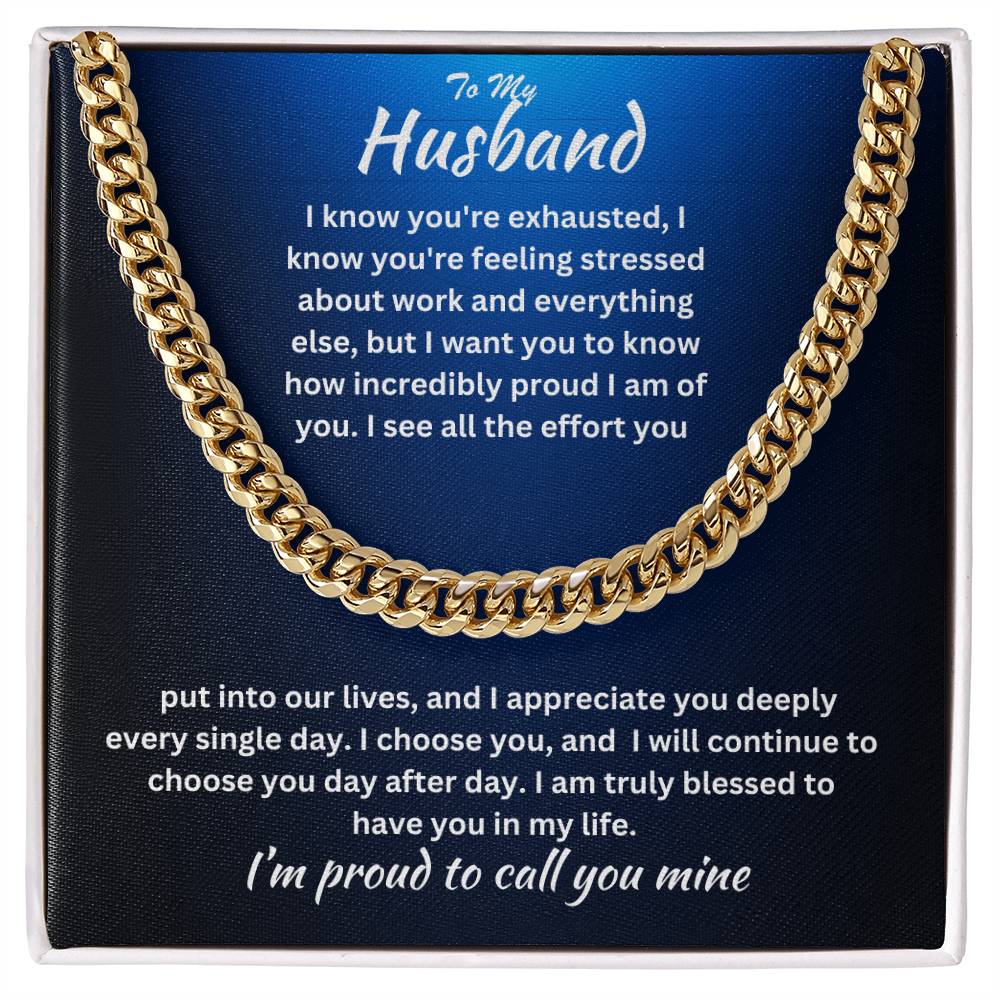 Husband- I am truly blessed -Cuban Link Chain