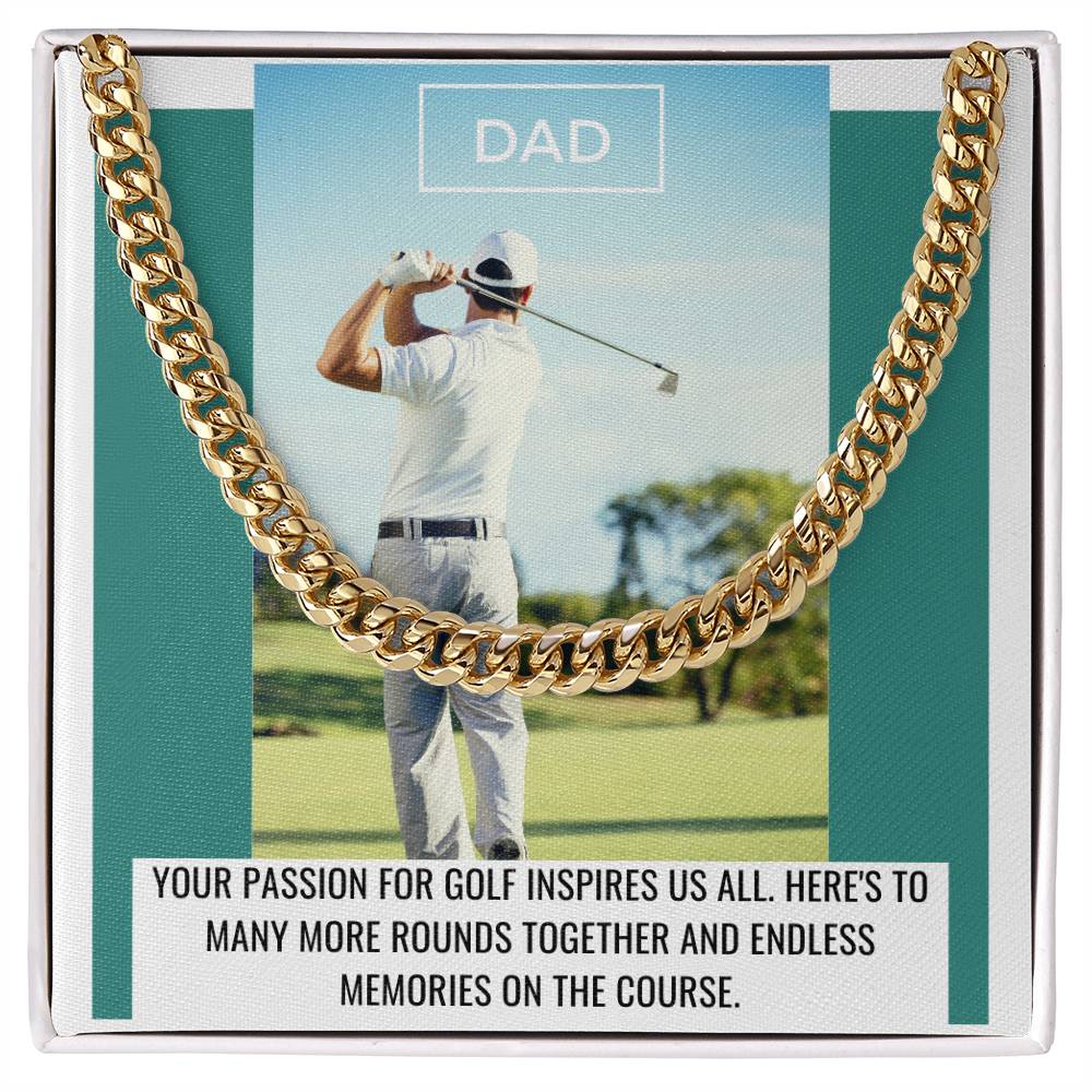 Dad- Passion for golf-Cuban Link Chain