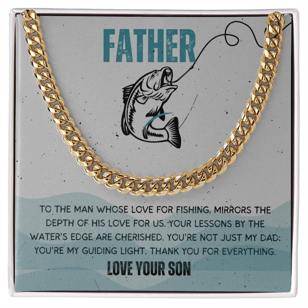 Dad- Love for fishing-Cuban Link Chain