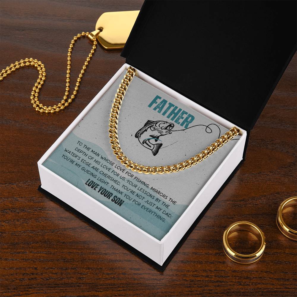 Dad- Love for fishing-Cuban Link Chain