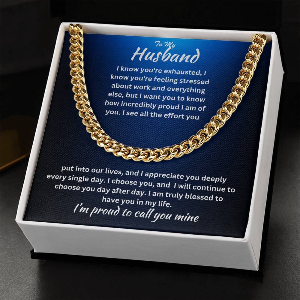 Husband- I am truly blessed -Cuban Link Chain