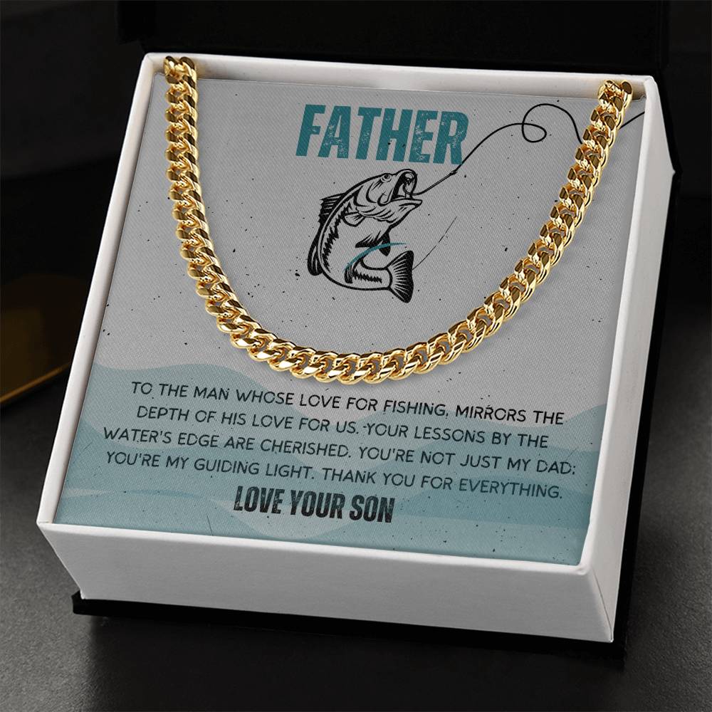 Dad- Love for fishing-Cuban Link Chain