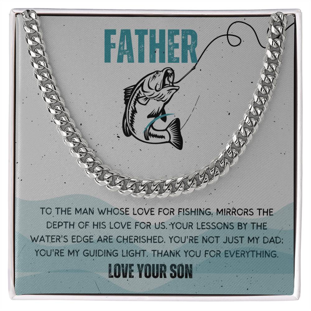 Dad- Love for fishing-Cuban Link Chain