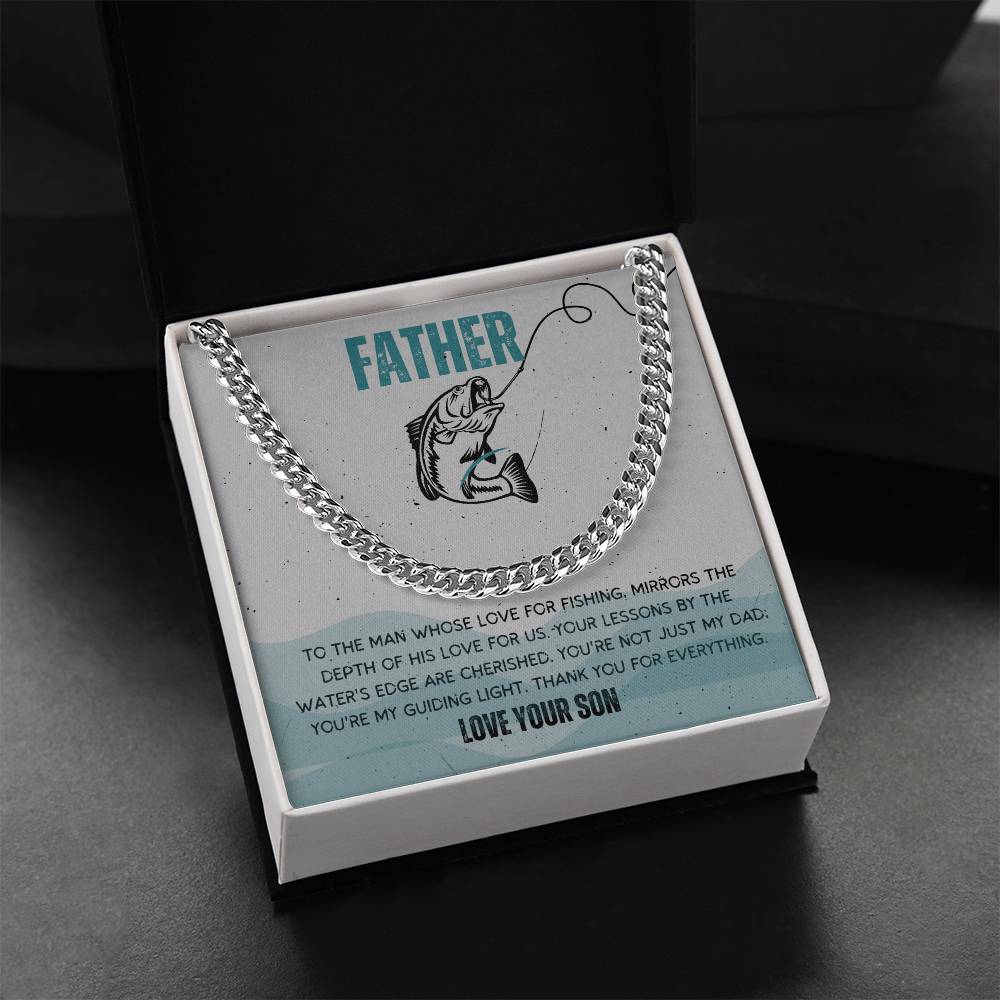 Dad- Love for fishing-Cuban Link Chain