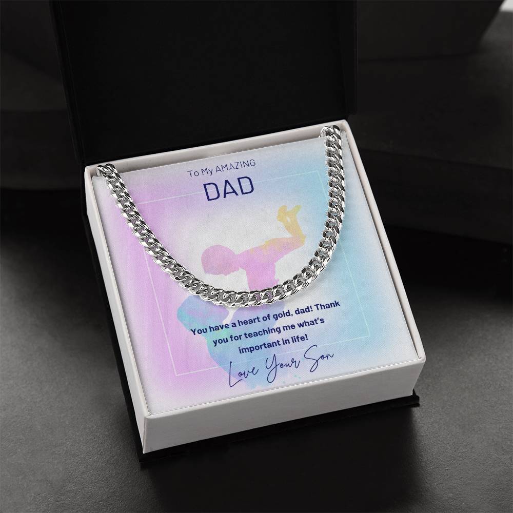 Dad- A heart of gold-Cuban Link Chain