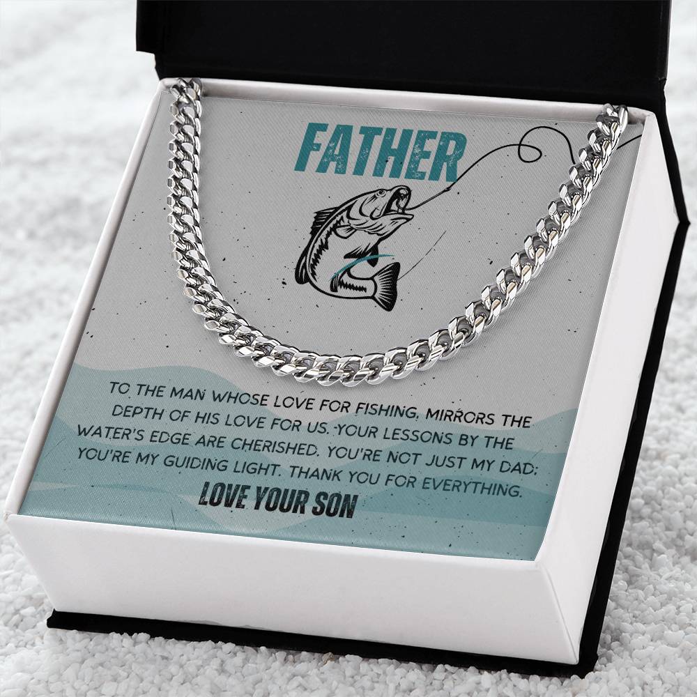 Dad- Love for fishing-Cuban Link Chain