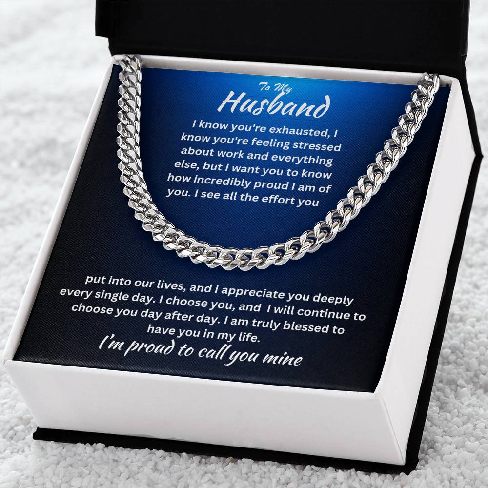 Husband- I am truly blessed -Cuban Link Chain