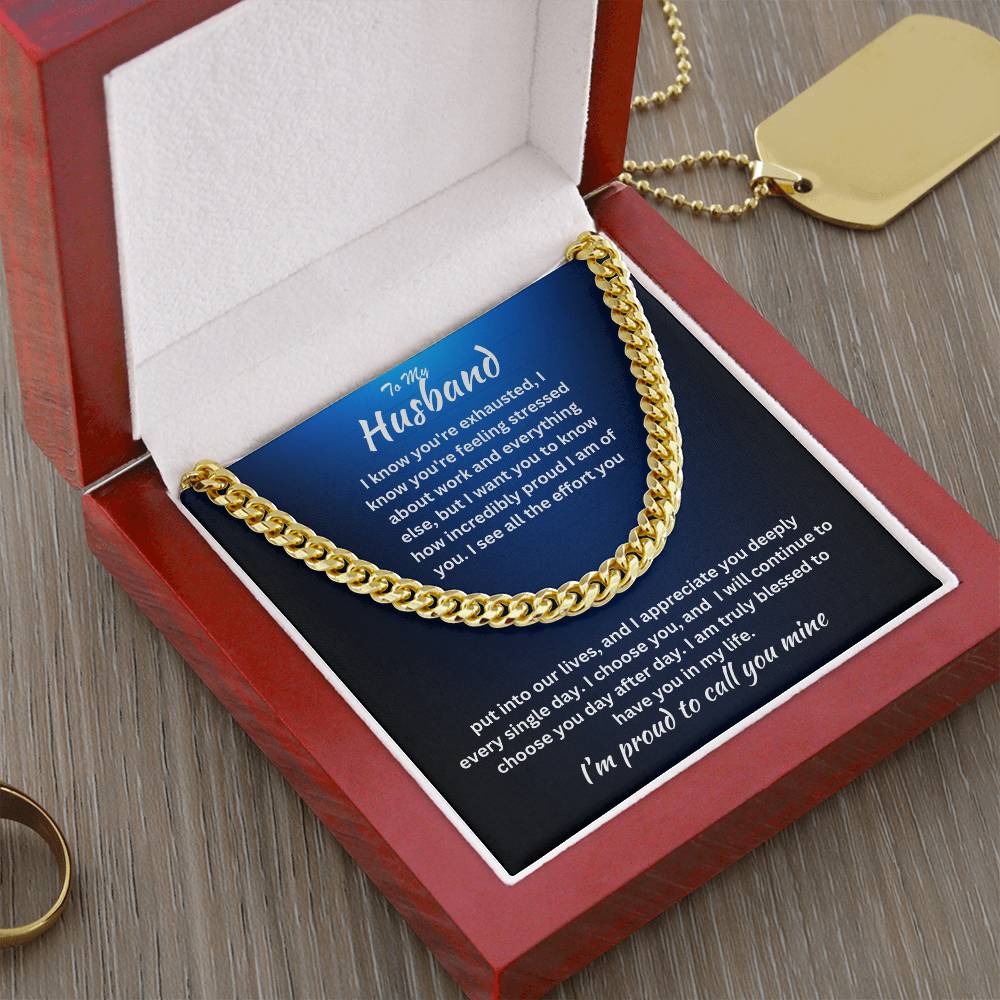 Husband- I am truly blessed -Cuban Link Chain