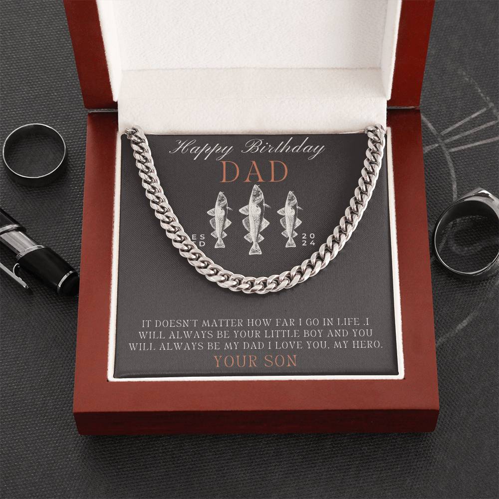 Dad- Always your little boy-Cuban Link Chain