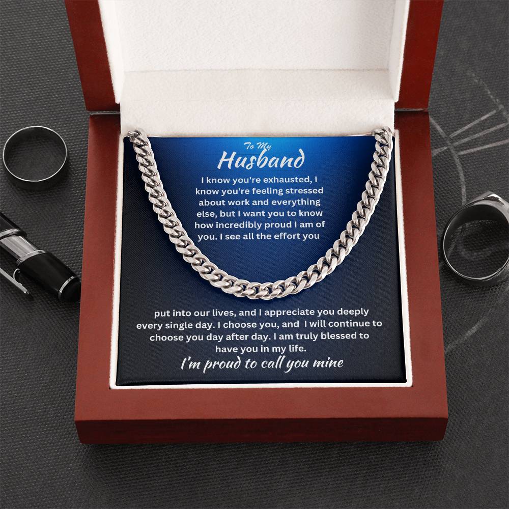 Husband- I am truly blessed -Cuban Link Chain