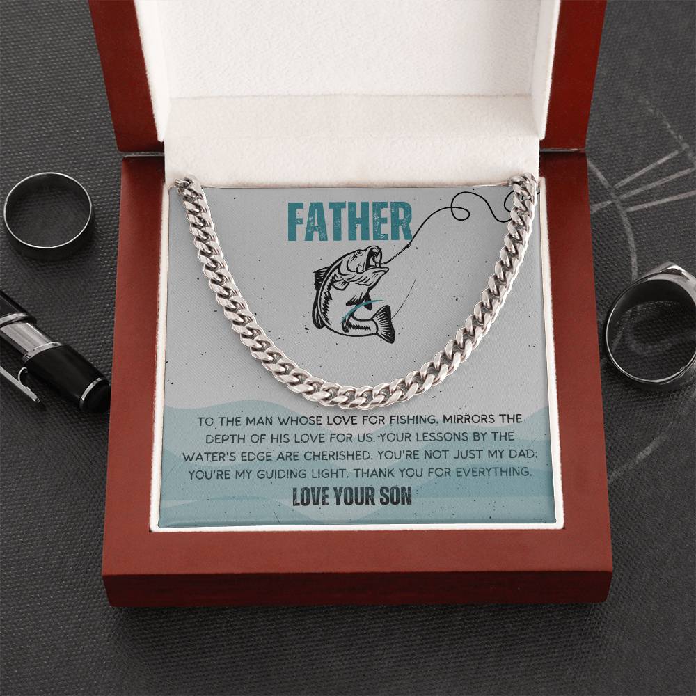 Dad- Love for fishing-Cuban Link Chain