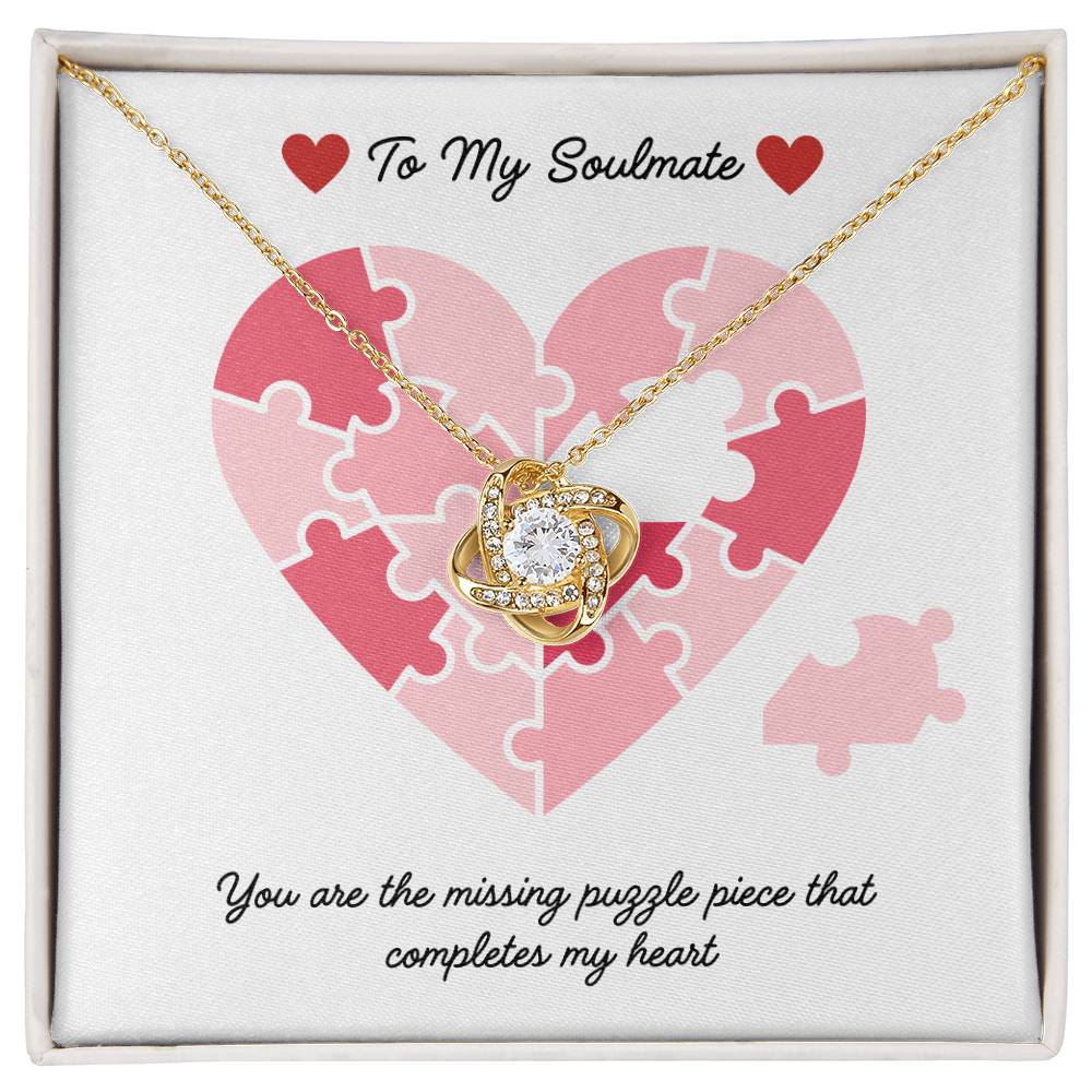 Soulmate- Missing puzzle piece-Love Knot Necklace