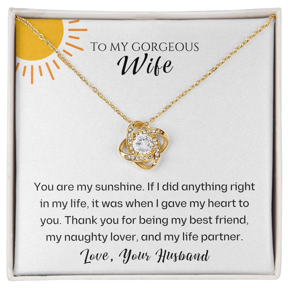 Wife- You are my sunshine -Love Knot Necklace