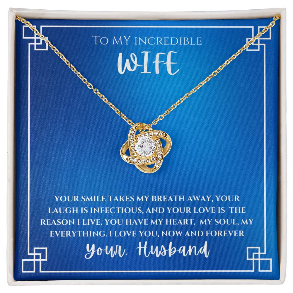 Wife- Your smile-Love Knot Necklace