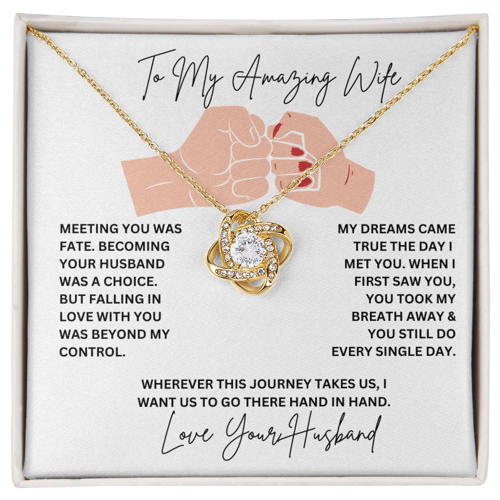 Wife- Meeting you was fate-Love Knot Necklace