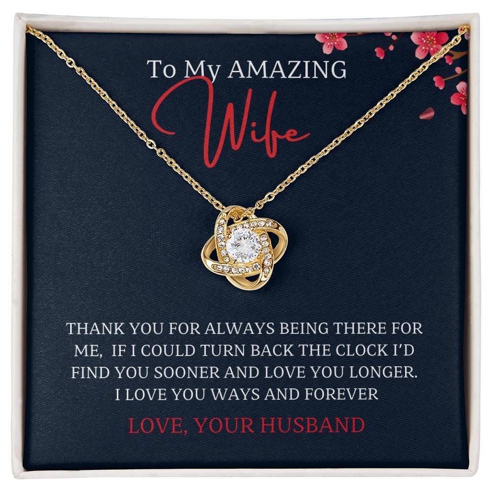 Wife- Turn back the clock-Love Knot Necklace