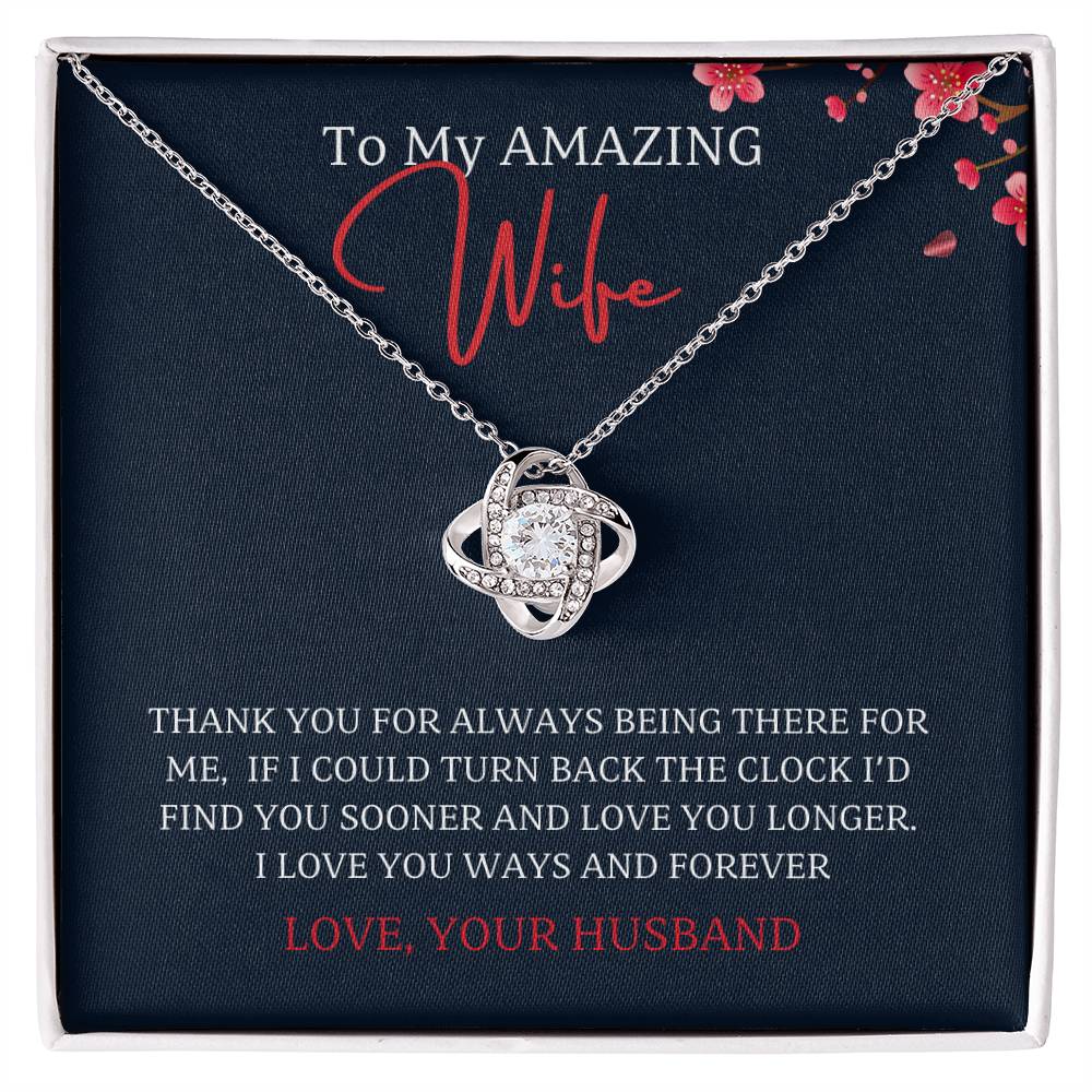 Wife- Turn back the clock-Love Knot Necklace