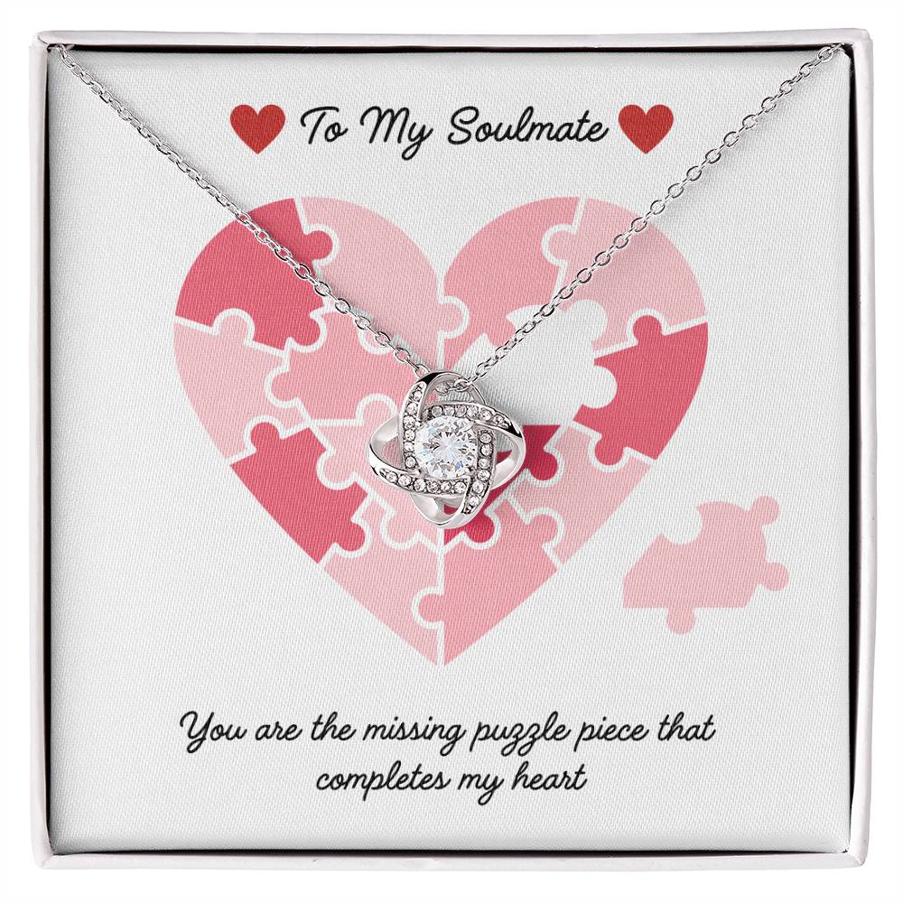 Soulmate- Missing puzzle piece-Love Knot Necklace