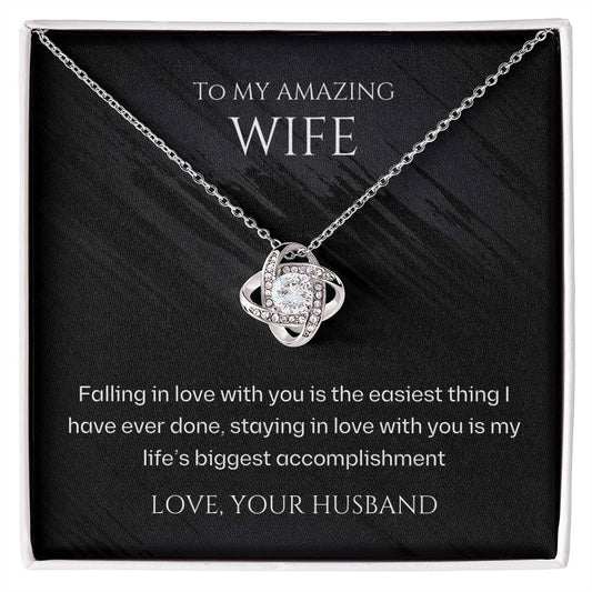 Wife- Staying in love with you -Love Knot Necklace