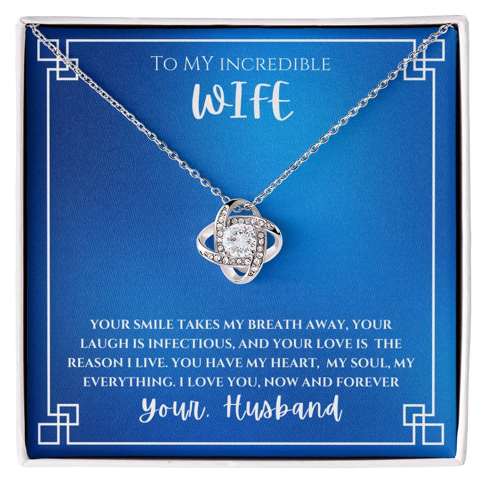 Wife- Your smile-Love Knot Necklace