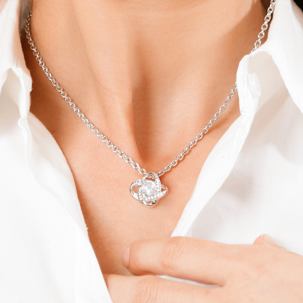 Mom- I'm a strong woman-Love Knot Necklace