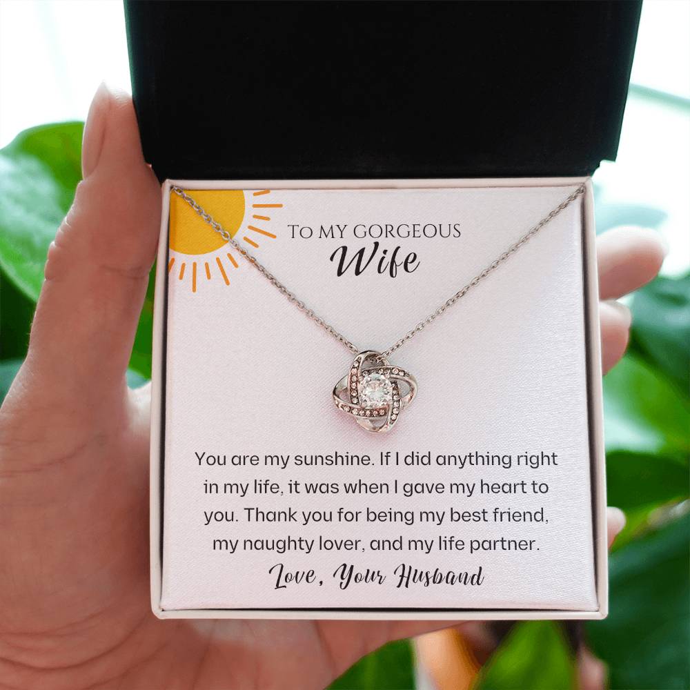 Wife- You are my sunshine -Love Knot Necklace