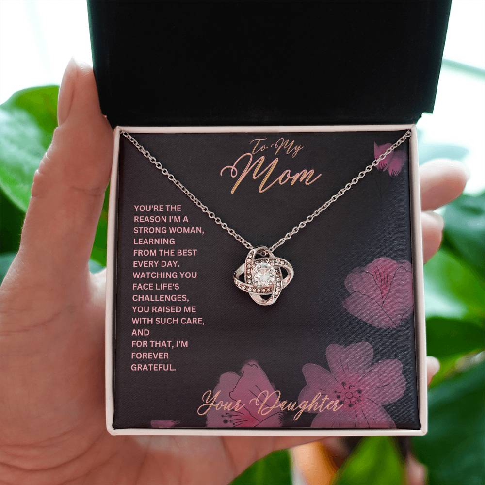 Mom- I'm a strong woman-Love Knot Necklace