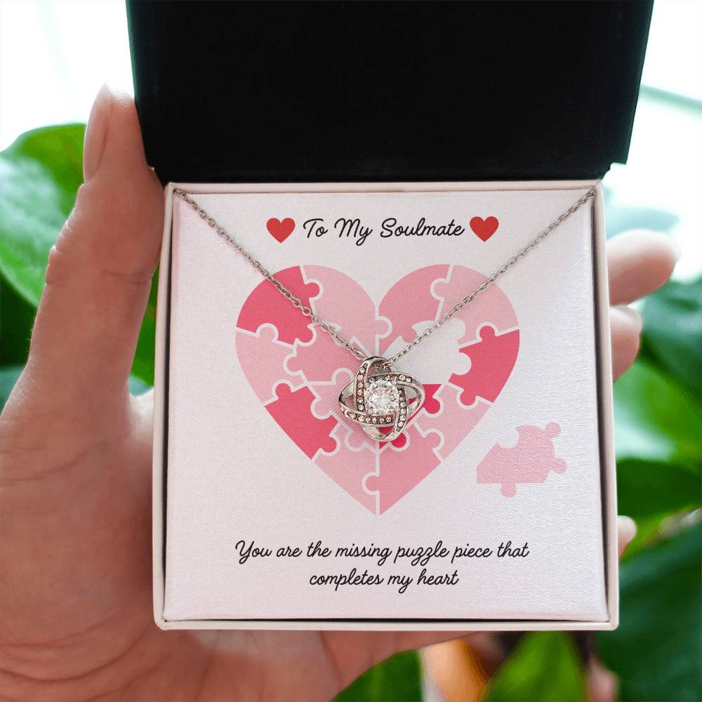 Soulmate- Missing puzzle piece-Love Knot Necklace