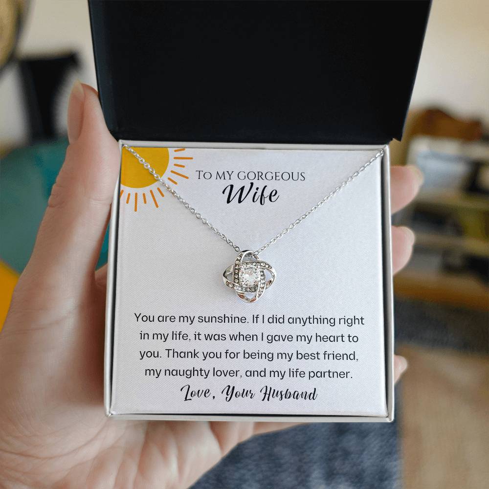 Wife- You are my sunshine -Love Knot Necklace