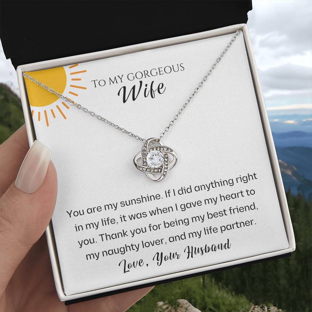 Wife- You are my sunshine -Love Knot Necklace