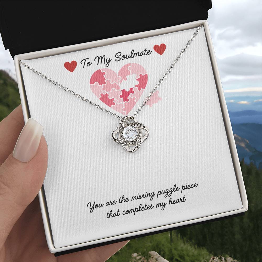 Soulmate- Missing puzzle piece -Love Knot Necklace