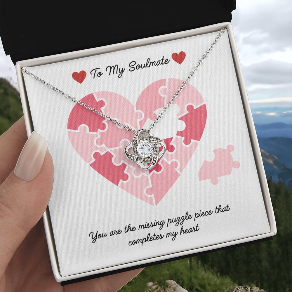 Soulmate- Missing puzzle piece-Love Knot Necklace