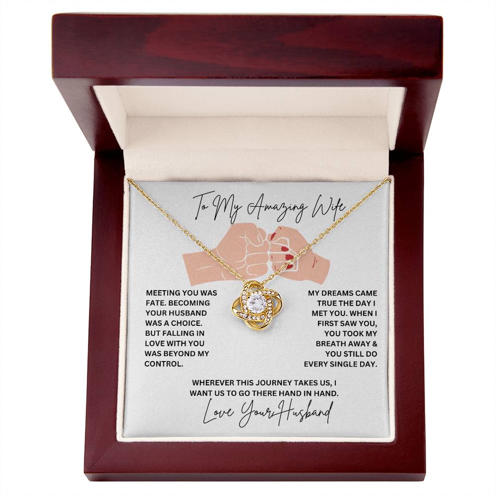 Wife- Meeting you was fate-Love Knot Necklace