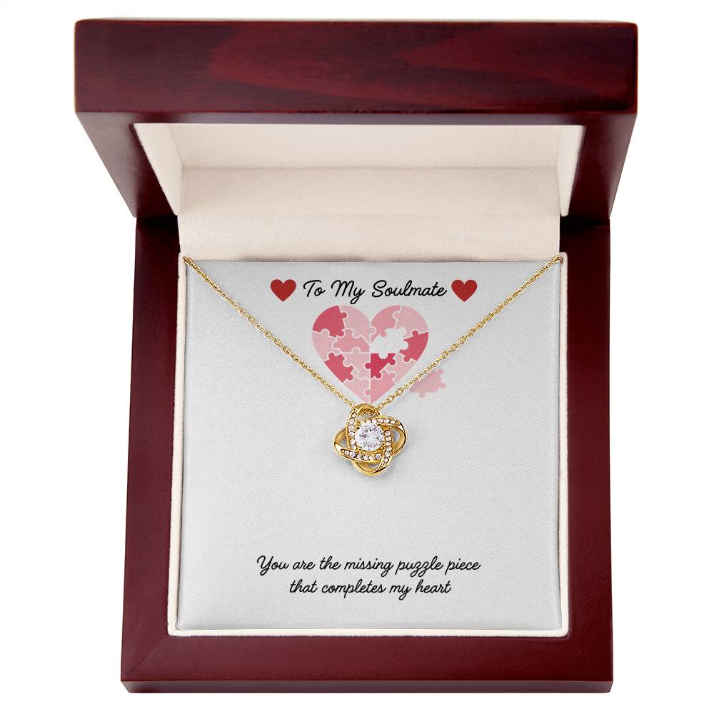 Soulmate- Missing puzzle piece -Love Knot Necklace