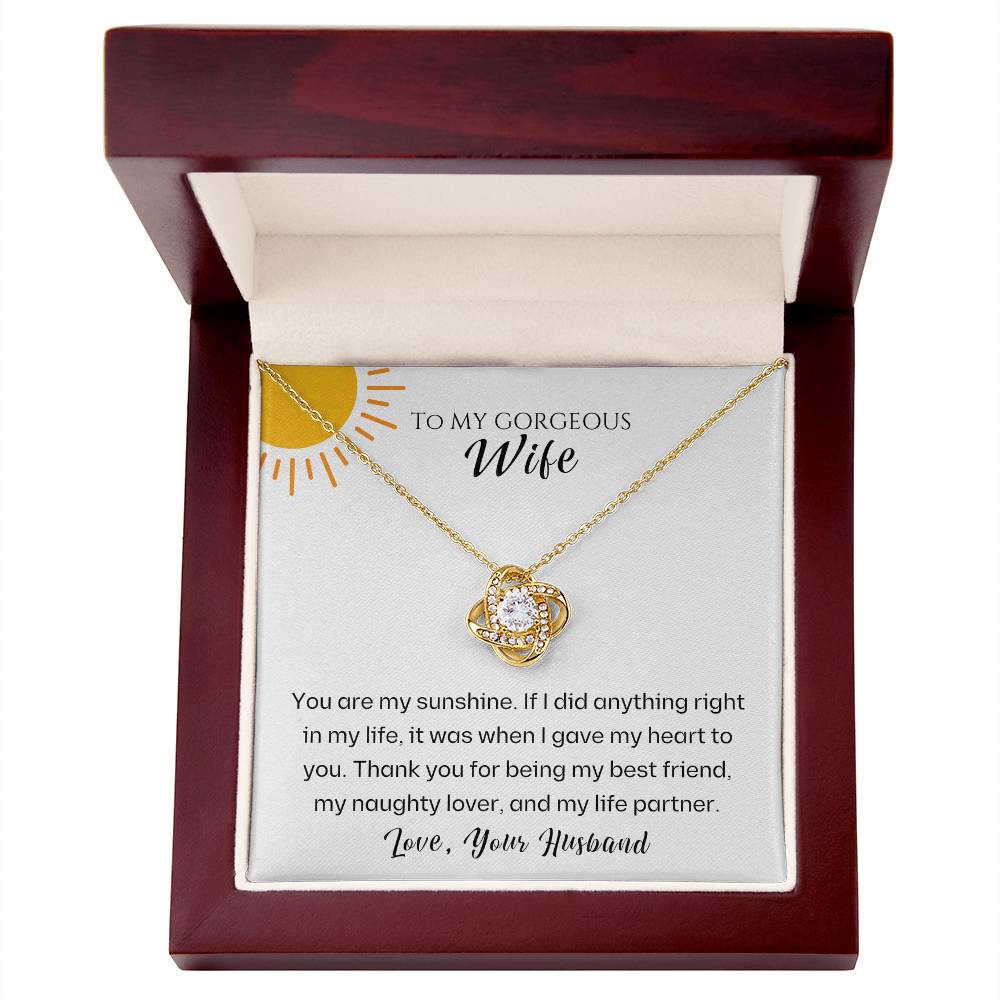 Wife- You are my sunshine -Love Knot Necklace