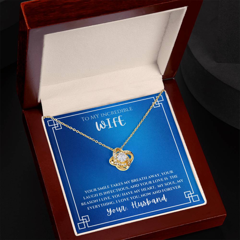 Wife- Your smile-Love Knot Necklace