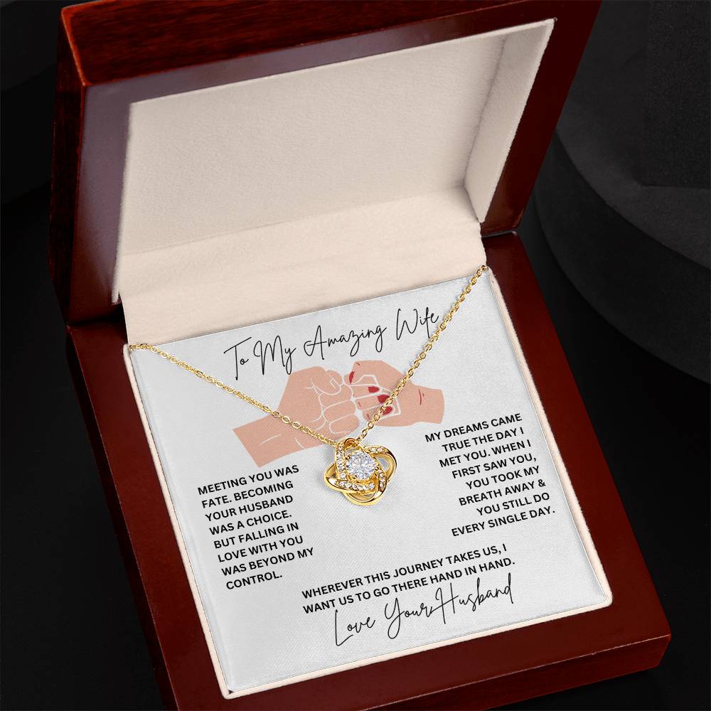 Wife- Meeting you was fate-Love Knot Necklace