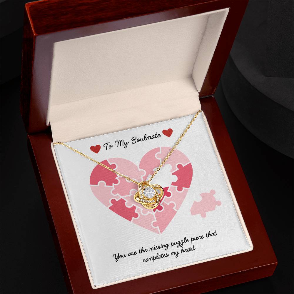 Soulmate- Missing puzzle piece-Love Knot Necklace