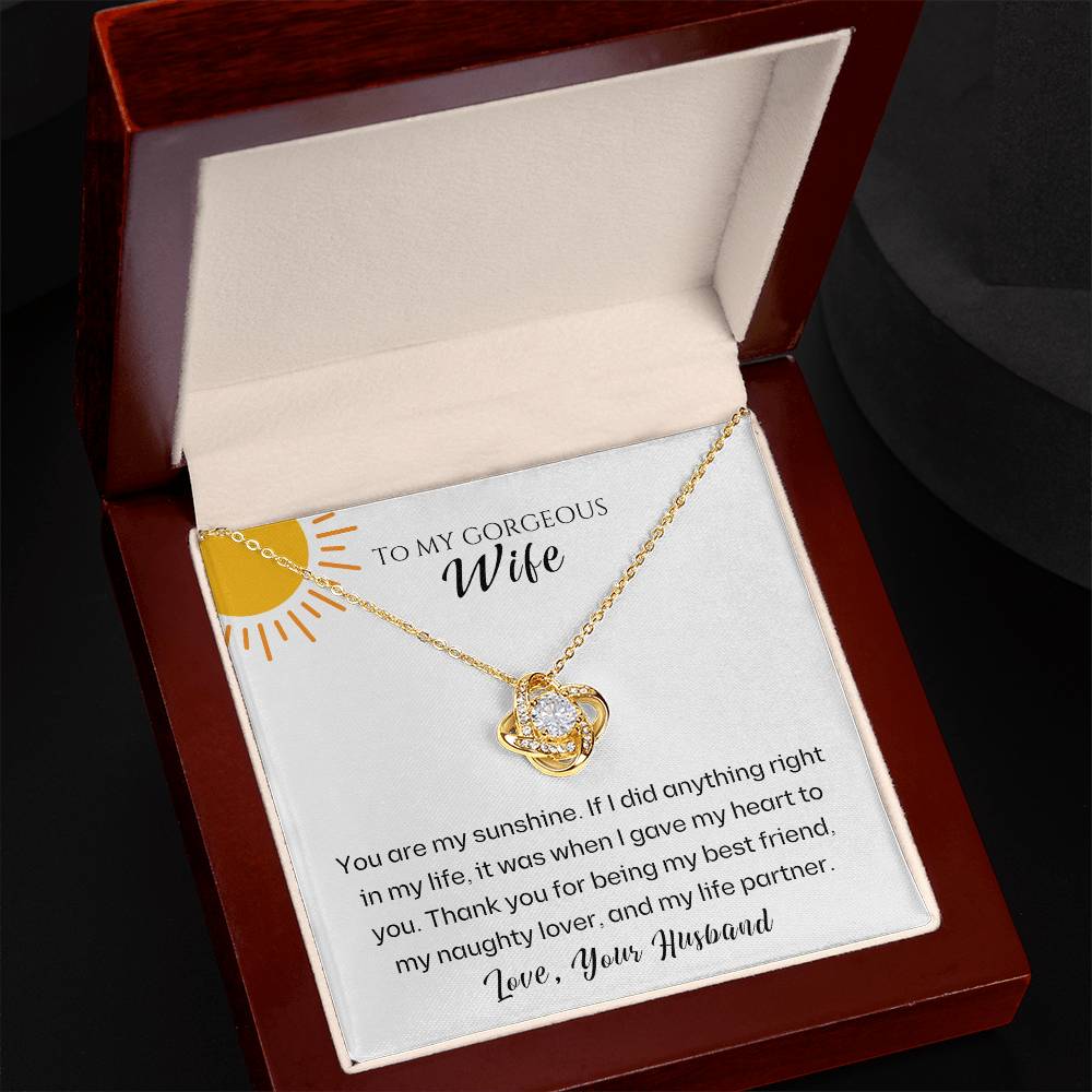 Wife- You are my sunshine -Love Knot Necklace