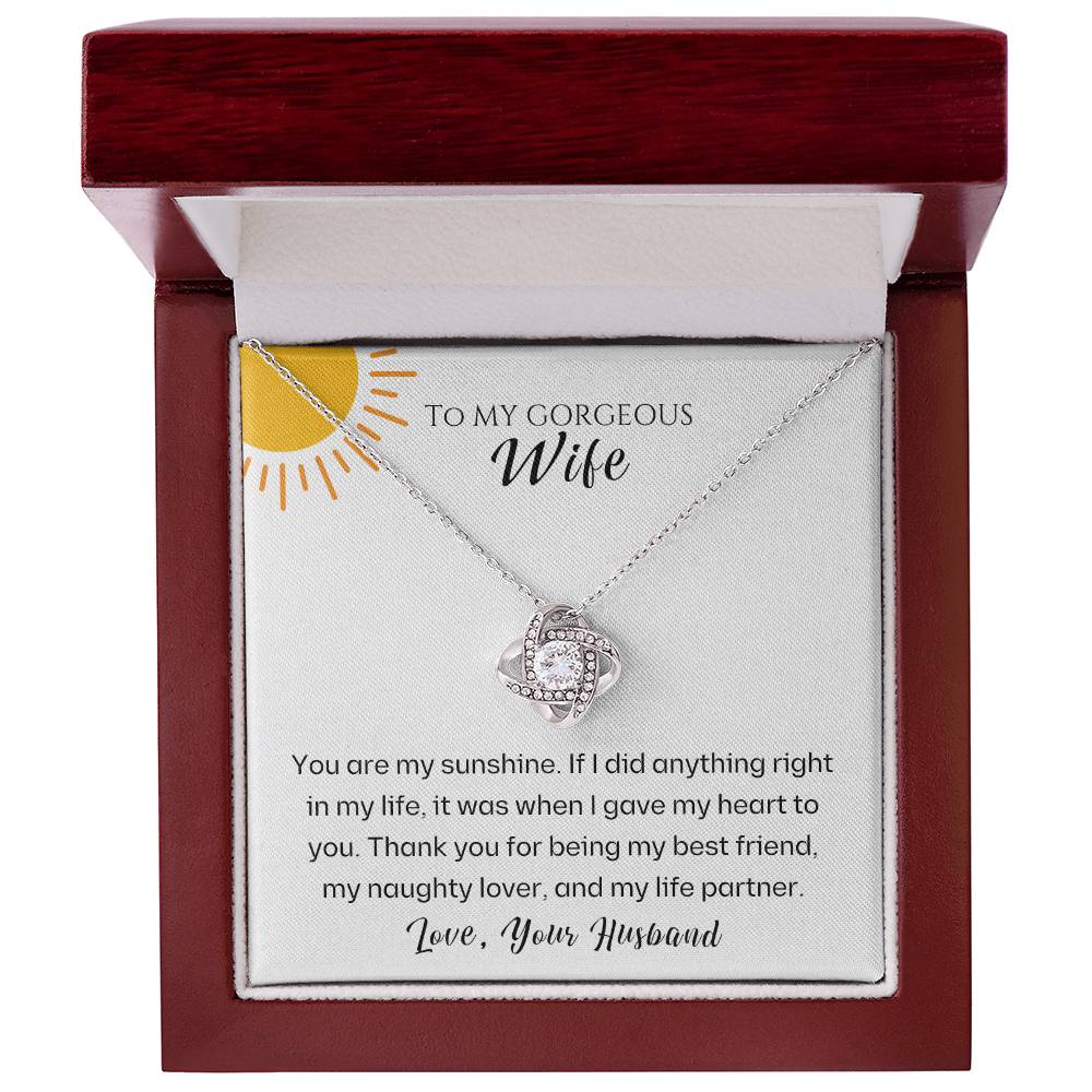 Wife- You are my sunshine -Love Knot Necklace