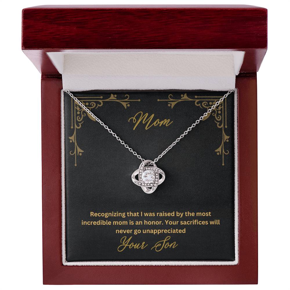 Mom- Most incredible mom-Love Knot Necklace