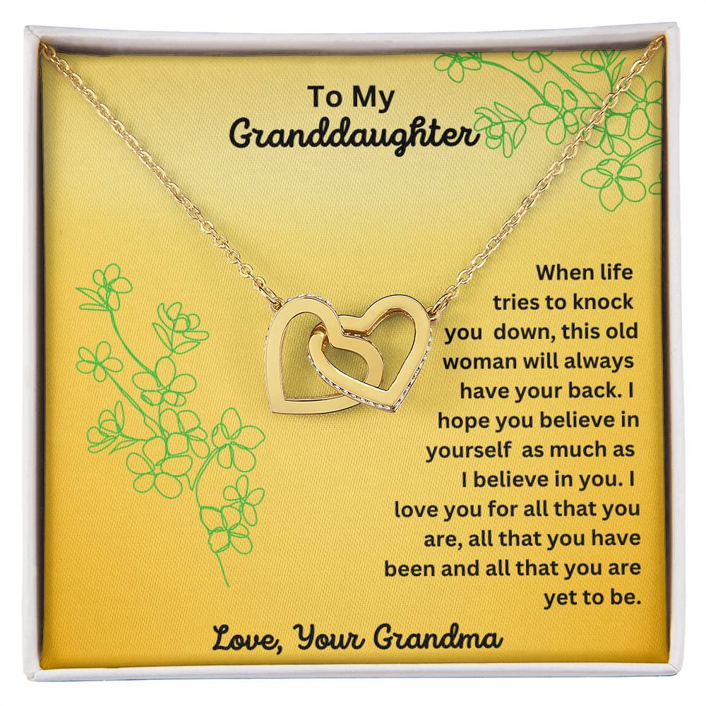 Granddaughter- Always have your back-Interlocking Hearts Necklace