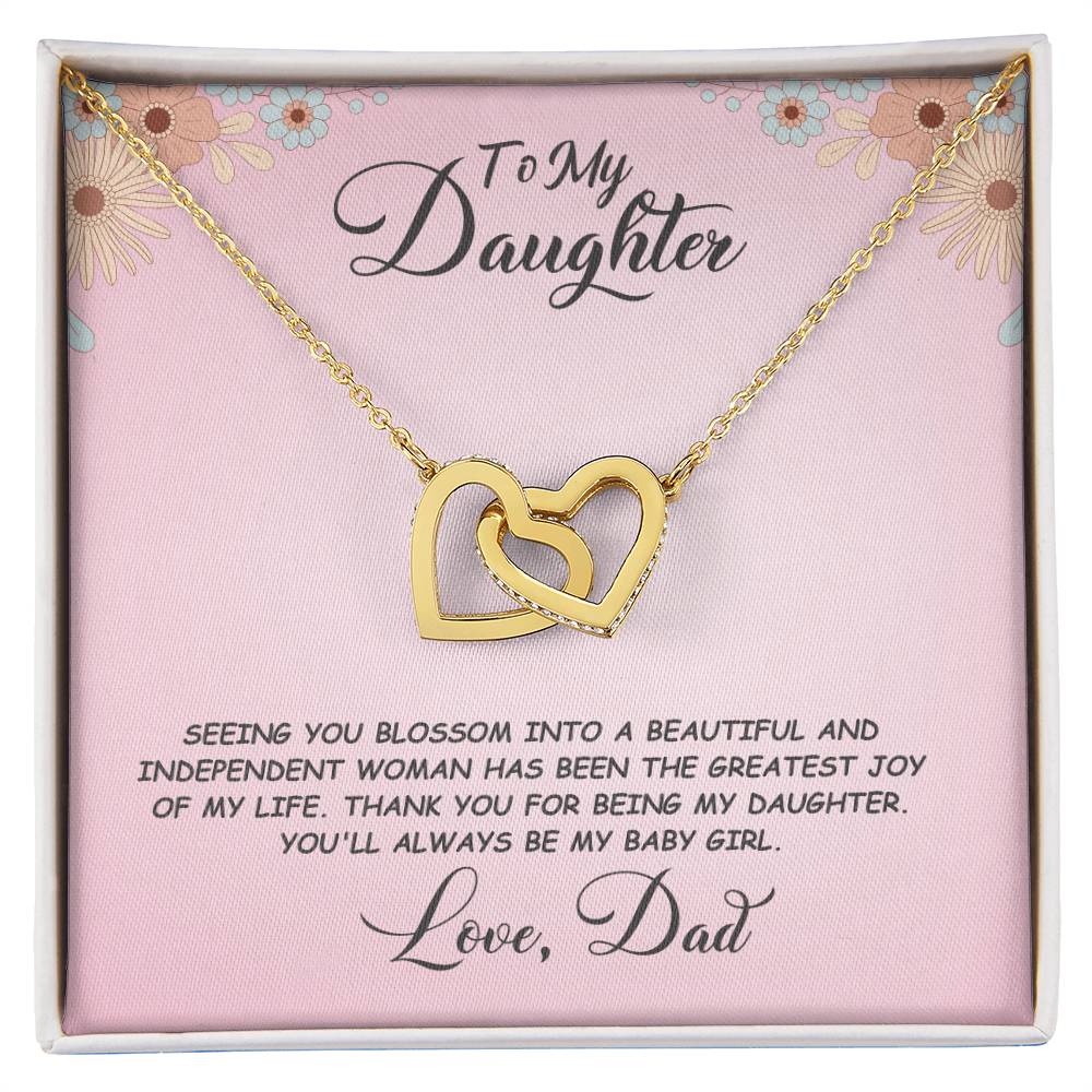 Daughter- Seeing you blossom -Interlocking Hearts Necklace