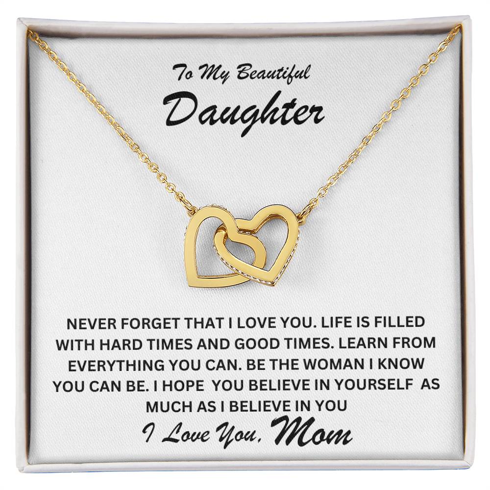 Daughter- Believe in yourself-Interlocking Hearts Necklace