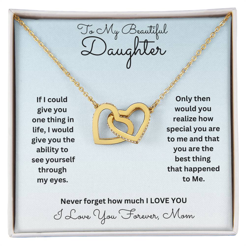 Daughter- One thing in life-Interlocking Hearts Necklace