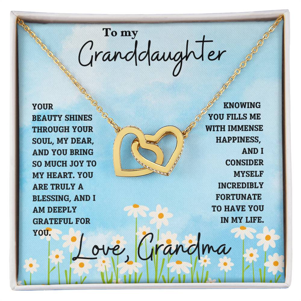 Granddaughter- Beauty shines through -Interlocking Hearts Necklace